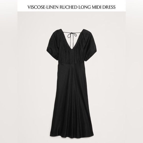 NWT Banana Republic Viscose Linen Blend Black Maxi Dress SZ 10 Purchased 6/1/25 - Picture 1 of 11